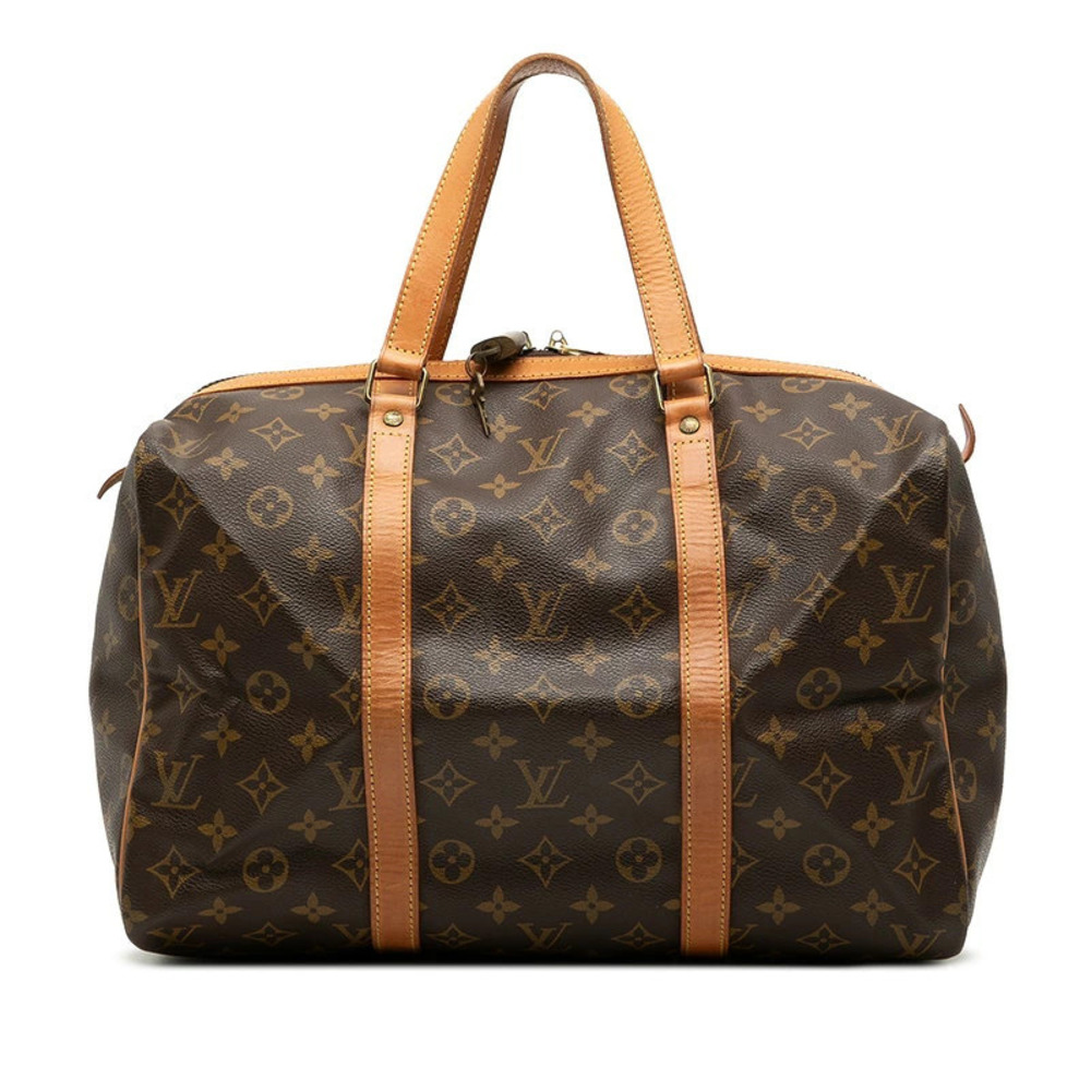 Louis Vuitton Monogram Sac Souple Boston Bag Handbag Brown Leather